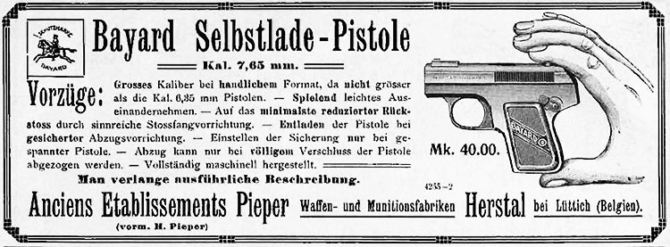 Реклама пистолета Байярд из оружейного каталога 1910 года.