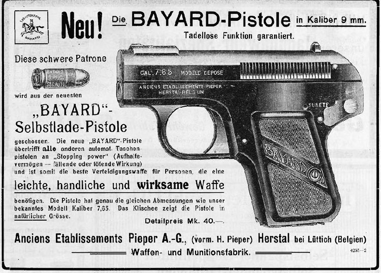 Реклама пистолета Байярд из оружейного каталога 1911 года.